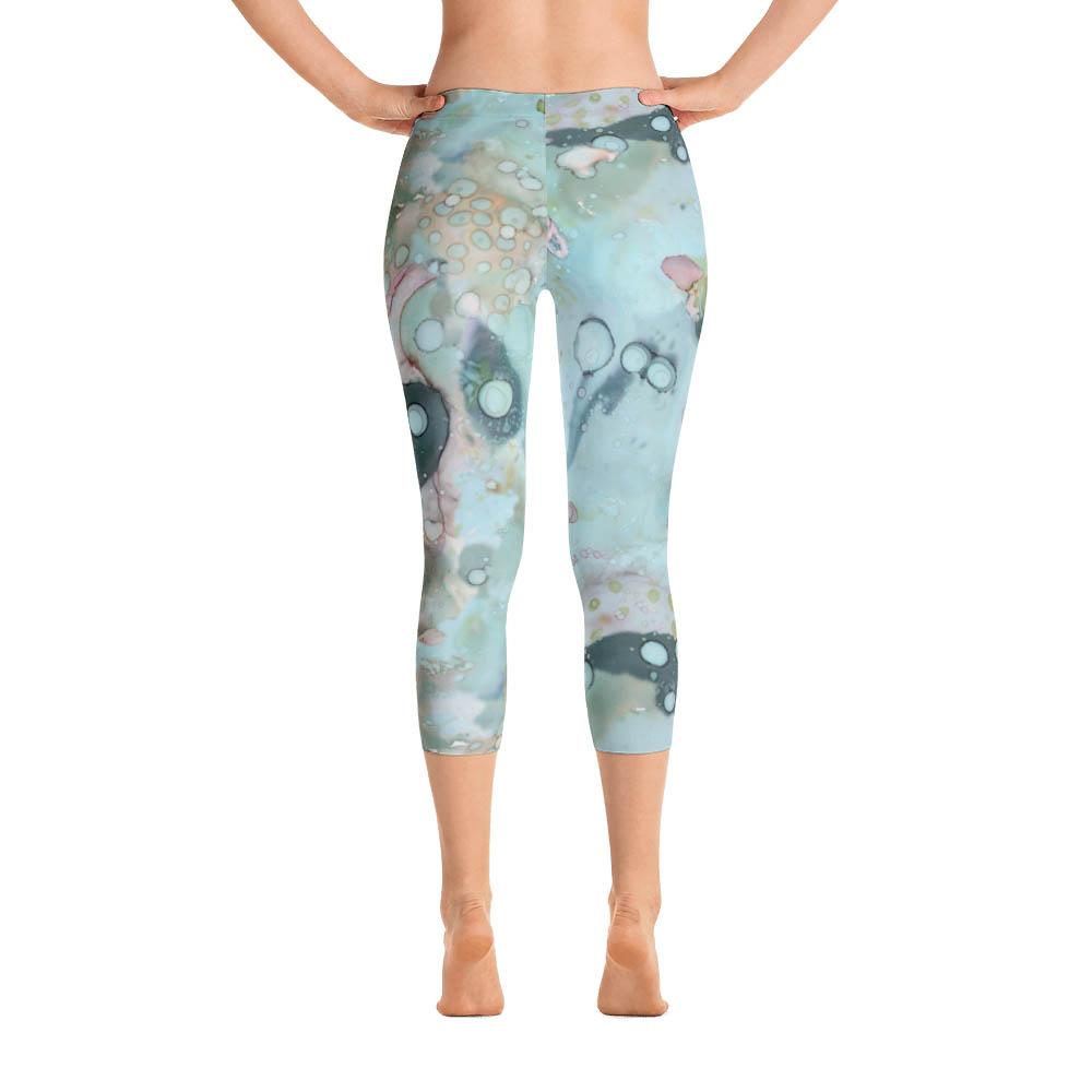 Abstract Capri leggings, Workout Pants&#39; Organic in Blue&#39;