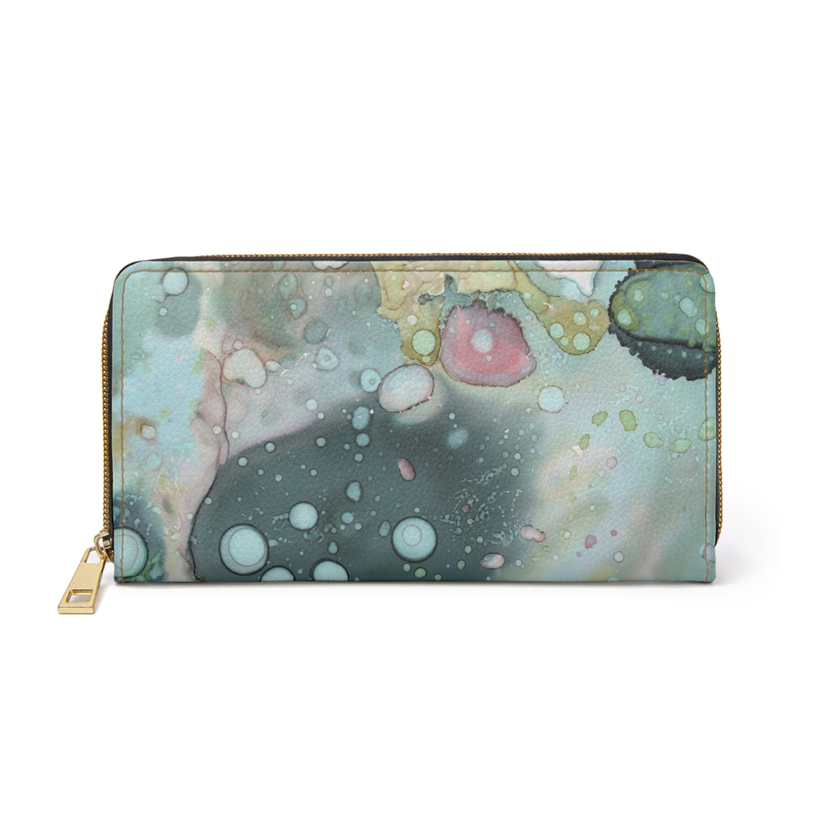 Original Organic Artwork on Zipper Wallet &quot;Organic in Blue&quot;