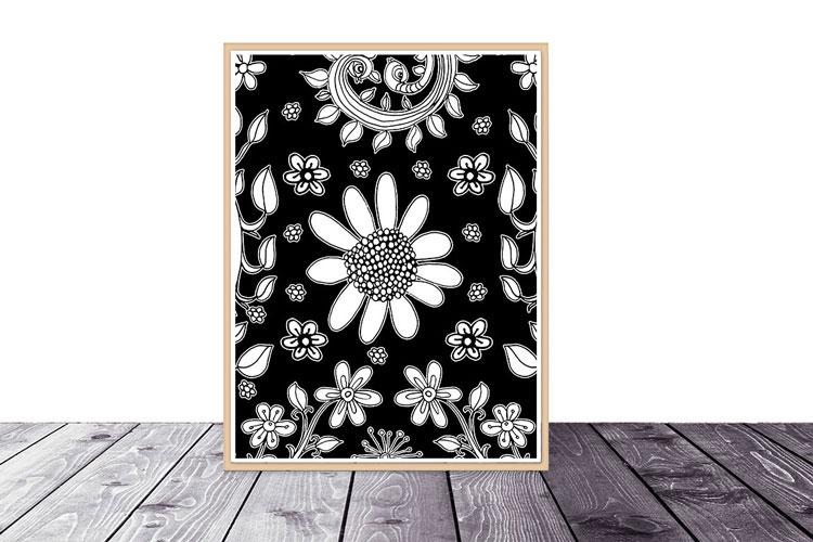 Art Printable Download &#39;BW Birds of a Flower 03&#39;