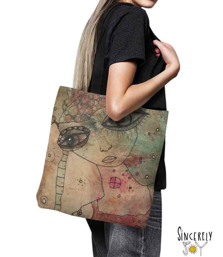 Tote Bag Mixed Media Art &#39;Femme&#39;