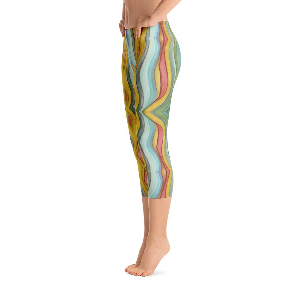 Abstract Capri leggings, Workout Pants &#39;Striped&#39;