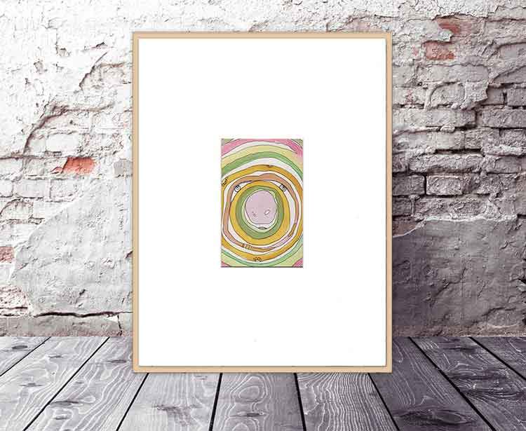 Original mixed media art Hello Green Eyes