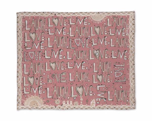 laugh love live pink fleece blanket