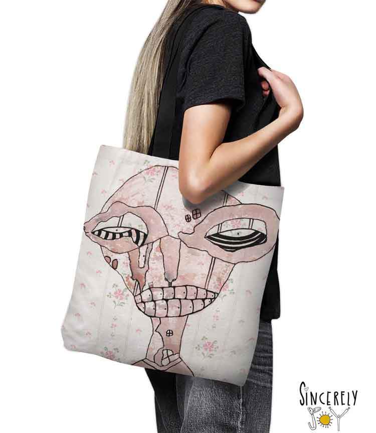 Tote Bag Mixed Media Art &#39;She&#39;
