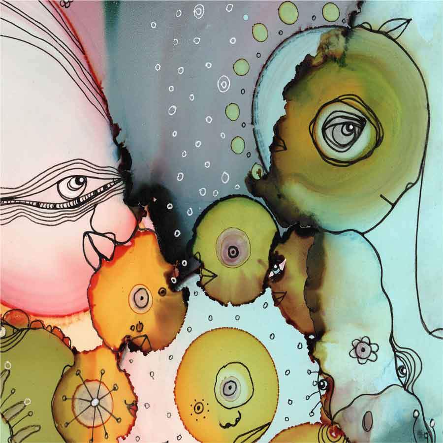 Abstract mixed media shower curtain dance with me