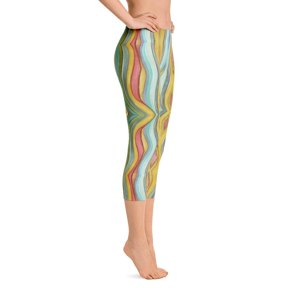 Abstract Capri leggings, Workout Pants &#39;Striped&#39;