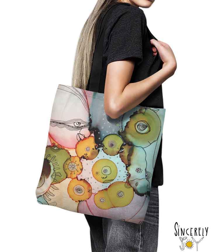 Tote Bag Mixed Media Art &#39;Dance With Me 2&#39;