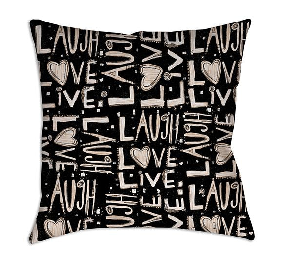 laugh love live throw pillow