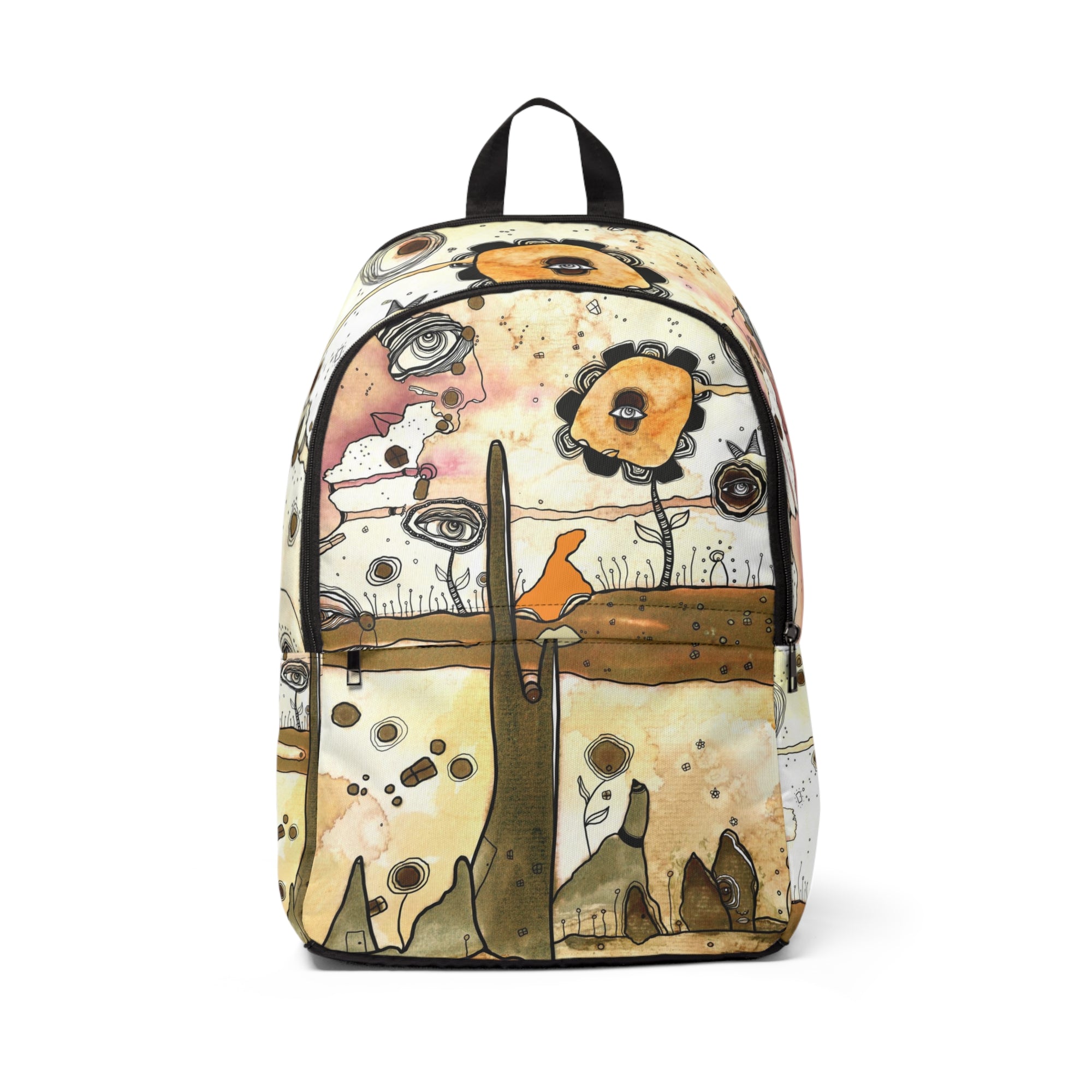 Original Intuitive Abstract Art Backpack "Whimsical City"