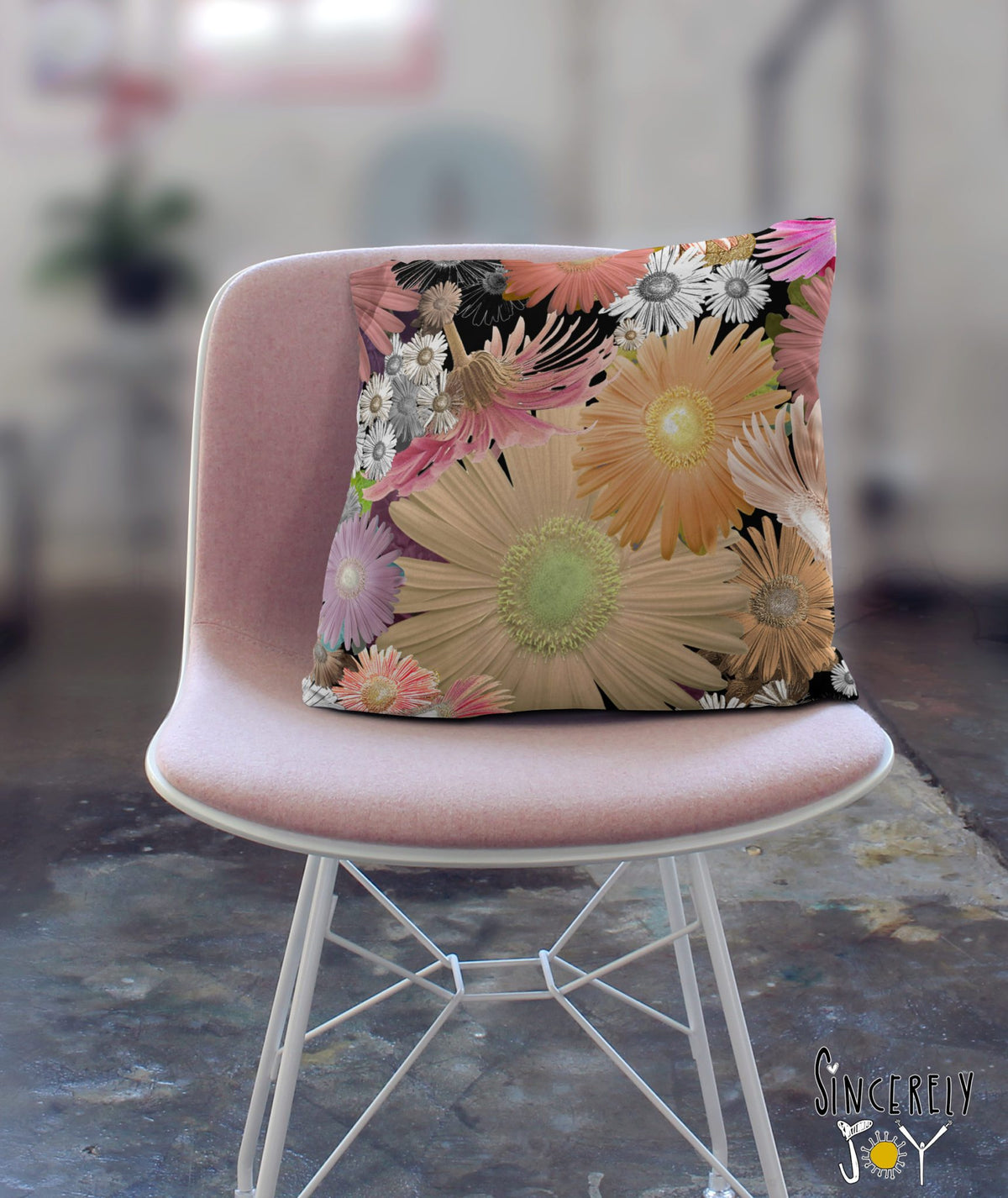 Colorful Floral Throw Pillow