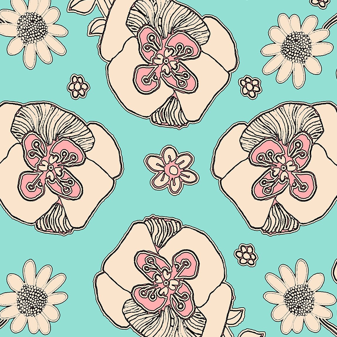 Teal Birds of a Flower 03&#39;