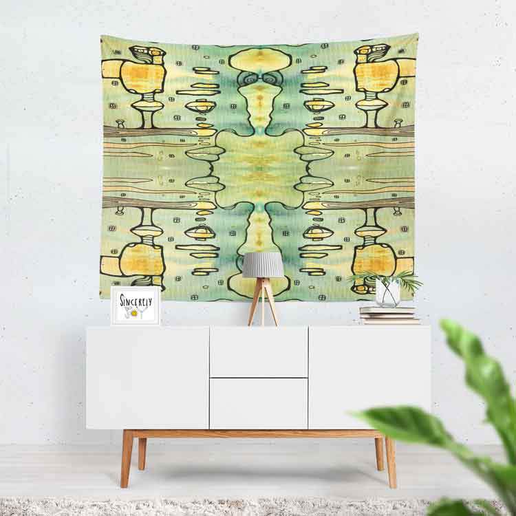 Wall Art Tapestry &#39;Blue Men&#39;