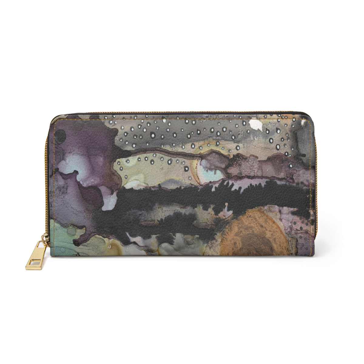 Organic Abstract Art on Zipper Wallet &quot;Purple Rain&quot;