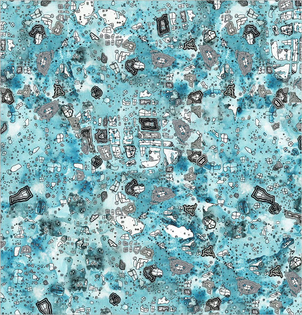 Abstract Capri leggings, Workout Pants &#39;Blue Sky&#39;