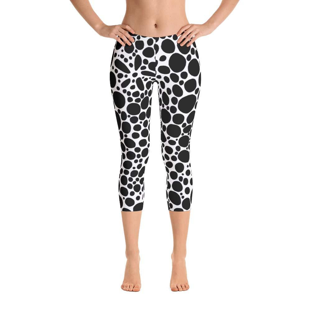 Abstract Capri leggings, Workout Pants 'BW Inverted Bubbles'