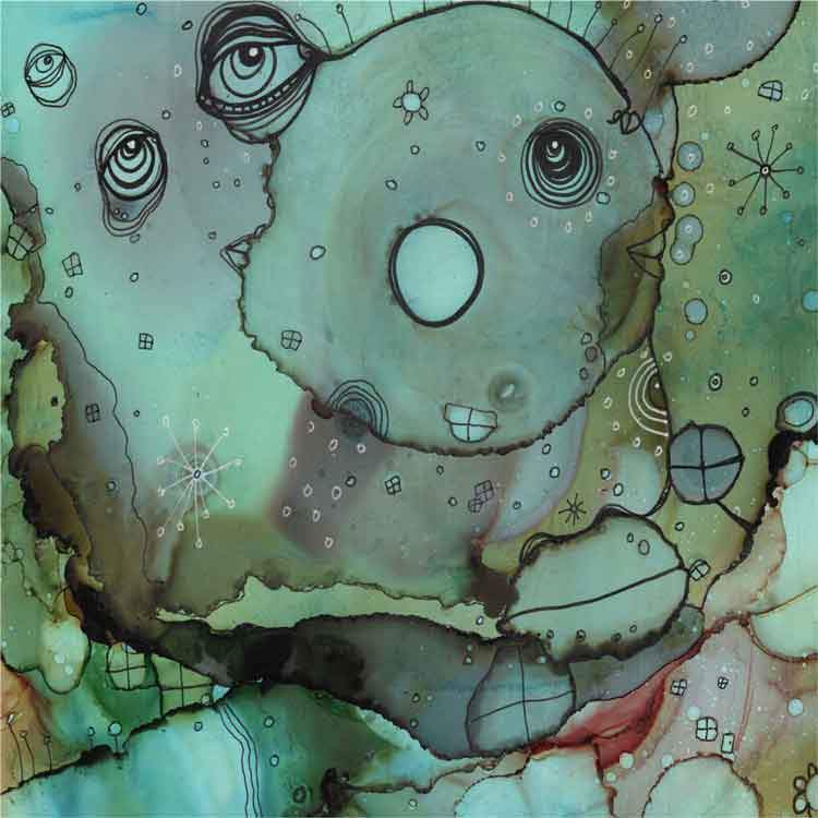 Abstract Mixed Media Shower Curtain &#39;4 Doors Away&#39;