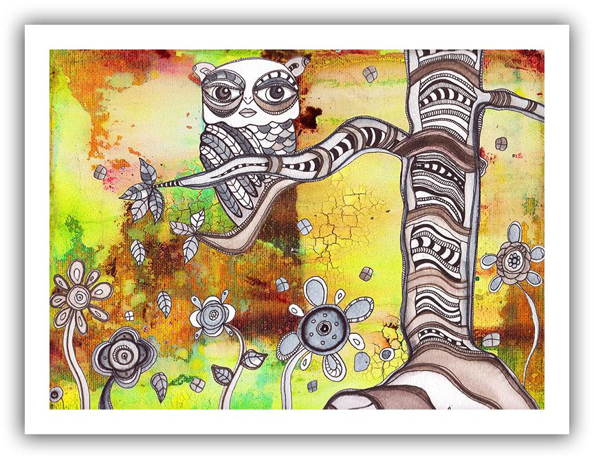 Surreal-Owl-Art-II-white border