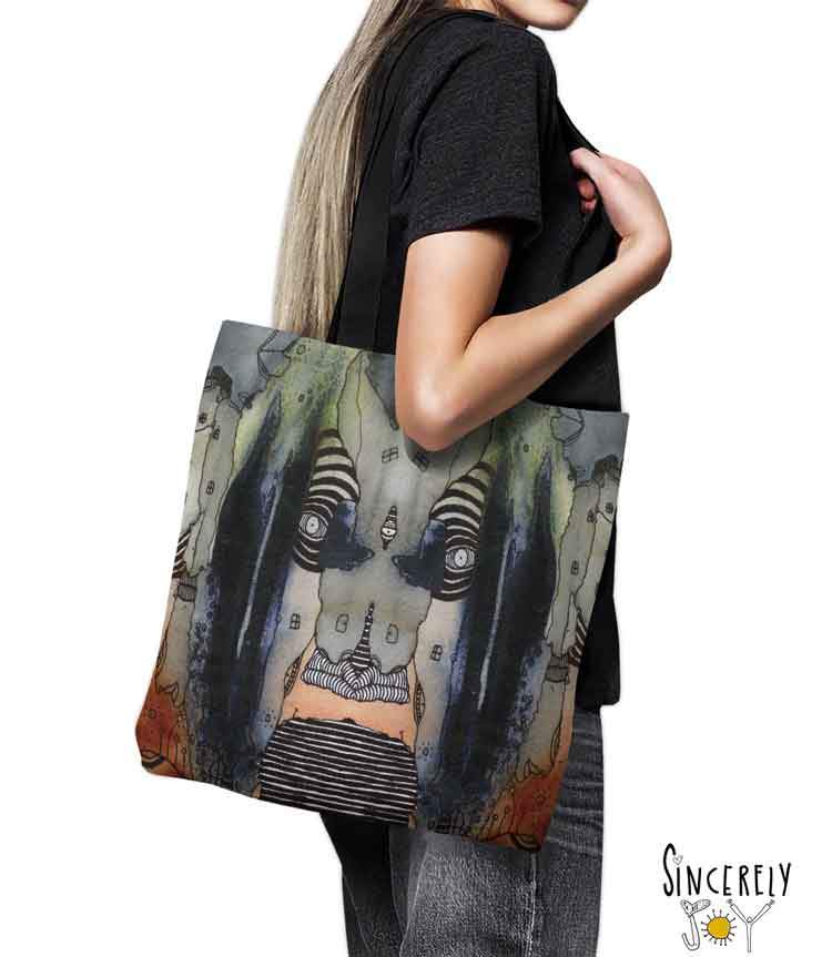 Tote Bag Mixed Media Art &#39;Source 2&#39;