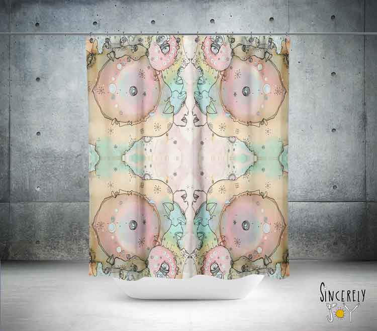 Abstract Mixed Media Shower Curtain &#39;Turn Around&#39;