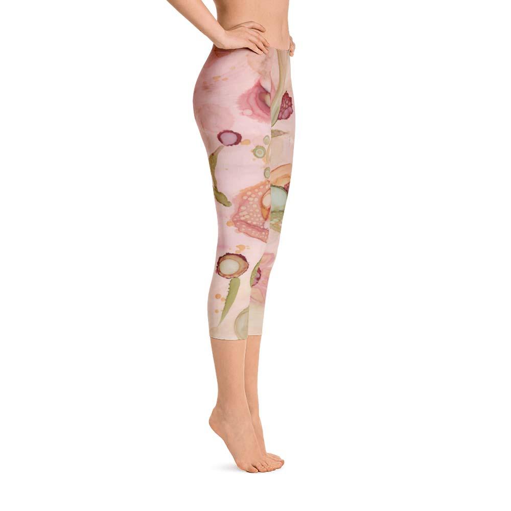 Abstract Capri leggings, Workout Pants 'Kali Floral' - Sincerely Joy