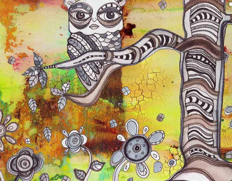 surreal abstract owl tapestries