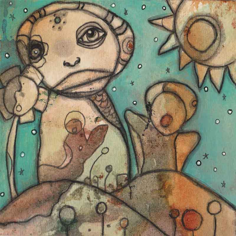 mixed media art tote bag happy place