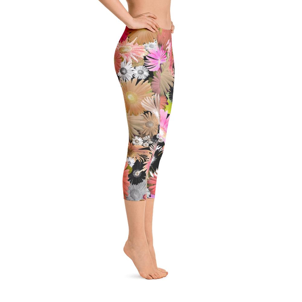 Abstract Capri leggings, Workout Pants &#39;CFloral 01&#39;