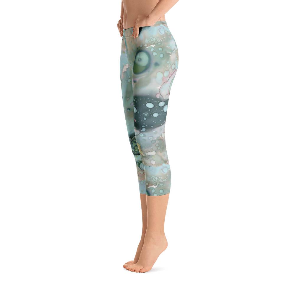 Abstract Capri leggings, Workout Pants&#39; Organic in Blue&#39;