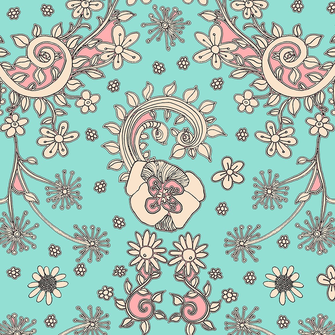 Teal Birds of a Flower 04&#39;