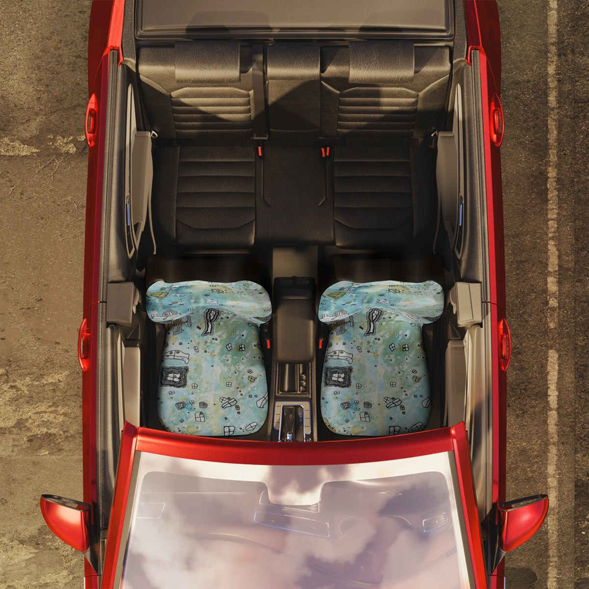 Original Whimsical Art on Car Seat Covers &quot;Surreal Sky&quot;