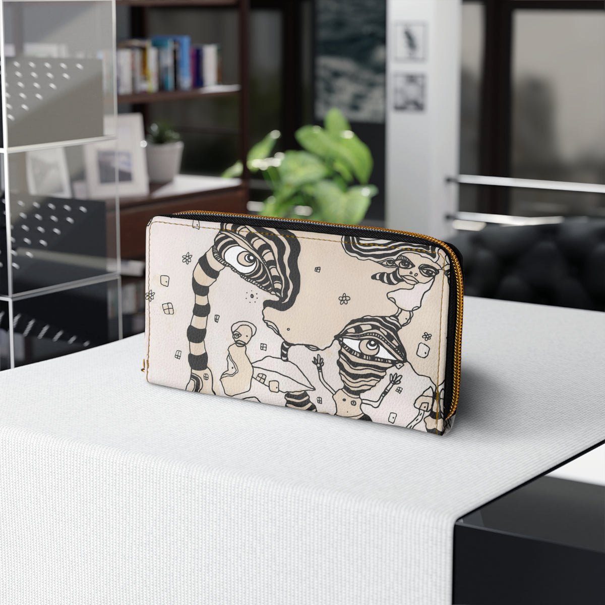 Unusual Coffee Stained Artwork on Zipper Wallet &quot;Stained 01&quot;