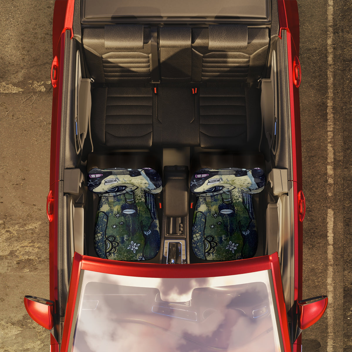 Original Intuitive Mixed Media Art on Car Seat Covers &quot;Starry Night&quot;