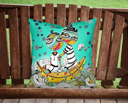 Outdoor Pillow Cushion &quot;Banana Boat Rides&quot;