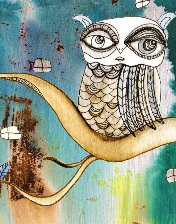 Art Print on Canvas &#39;Surreal Owl 1&#39;