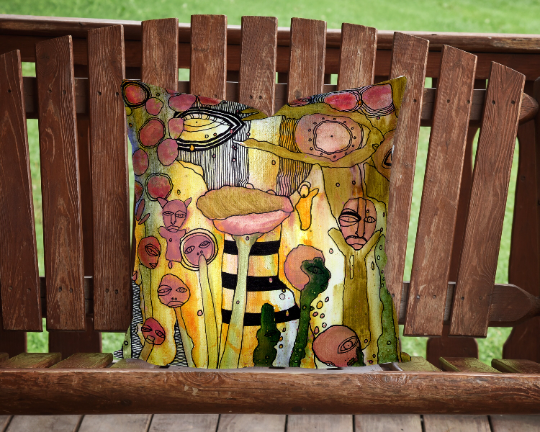 Outdoor Pillow Cushion &quot;Bugged Out&quot;