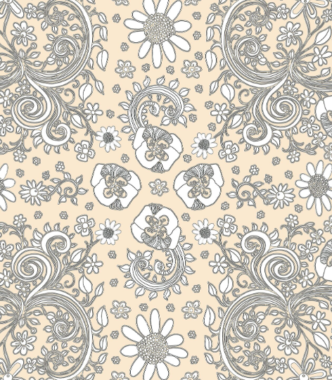 Area Rug &#39;Beige Flora Birds&#39;