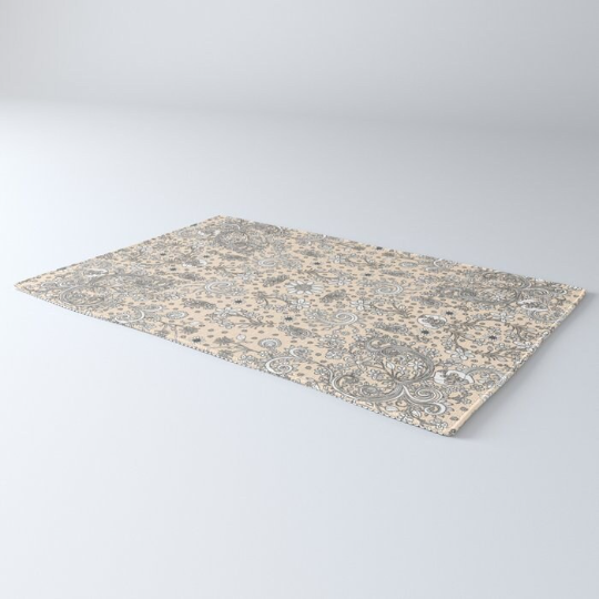 Area Rug &#39;Beige Flora Birds&#39;