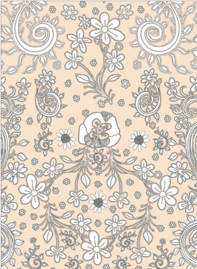 Area Rug &#39;Beige Flora Birds&#39;