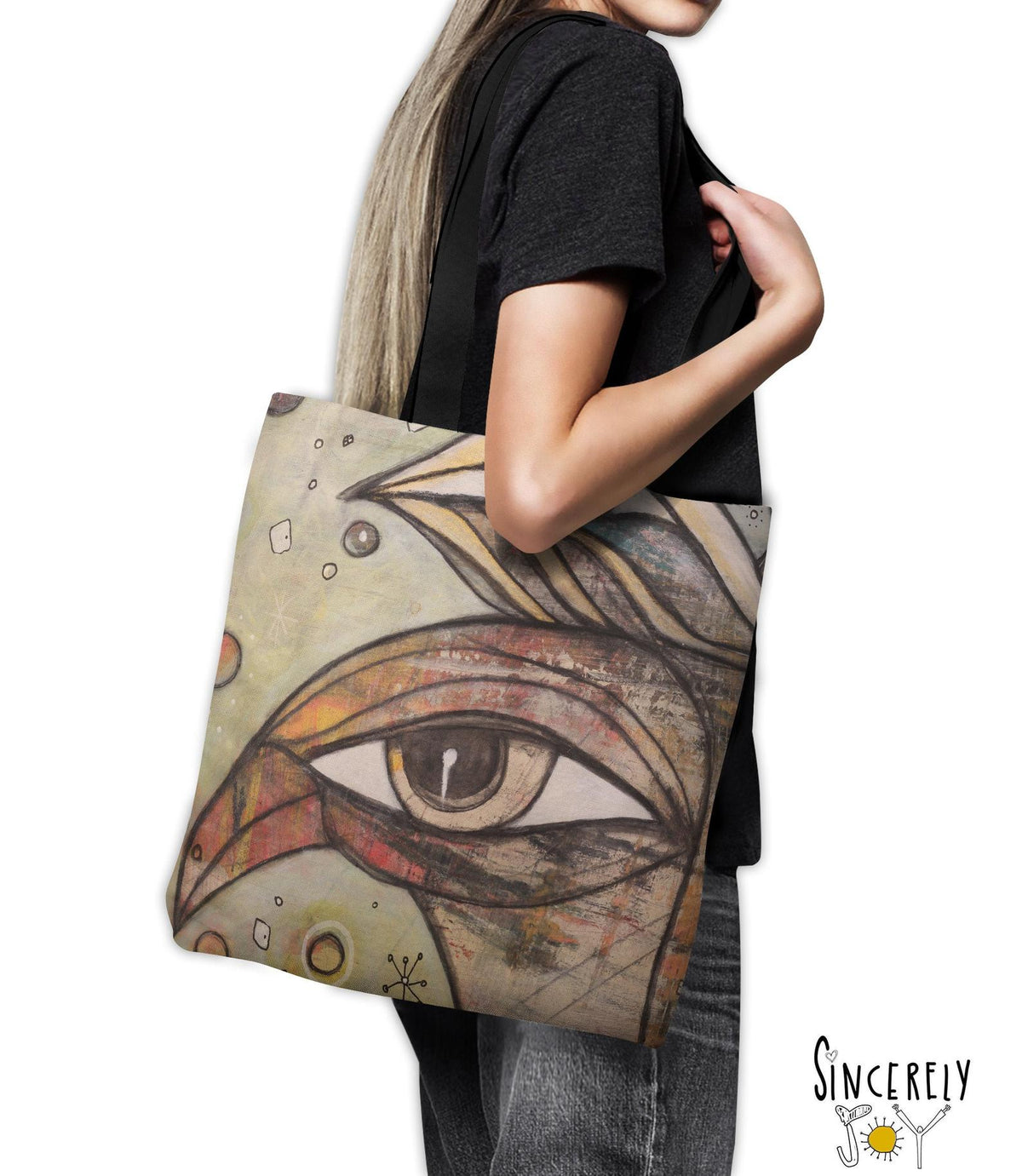 Tote Bag &#39;Bird in sun and stars v10&#39;