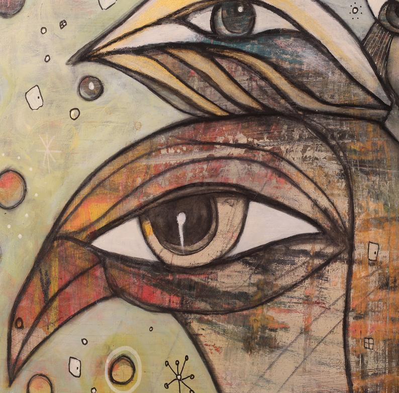 Tote Bag &#39;Bird in sun and stars v10&#39;