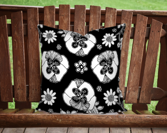 Outdoor Pillow Cushion &quot;Birds of a Flower 05&quot;