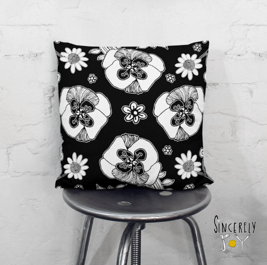 Outdoor Pillow Cushion &quot;Birds of a Flower 05&quot;