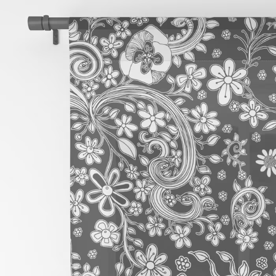 Window Curtains &quot;Birds of a Flower BW&quot;