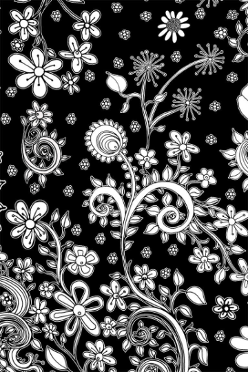 Window Curtains &quot;Birds of a Flower BW&quot;