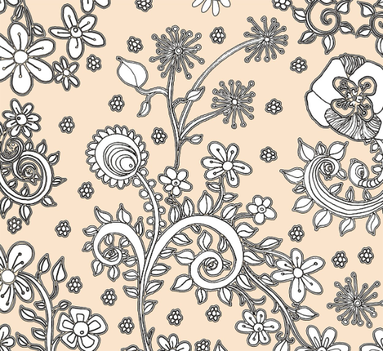 Window Curtains &quot;Birds of a Flower in Beige&quot;