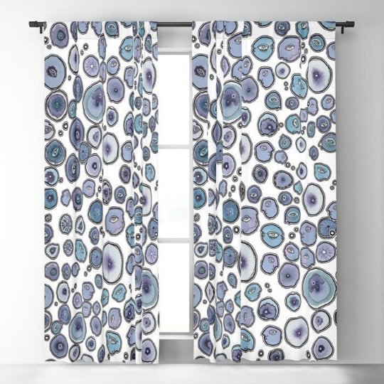Window Curtains &quot;Blueberry Friends White&quot;