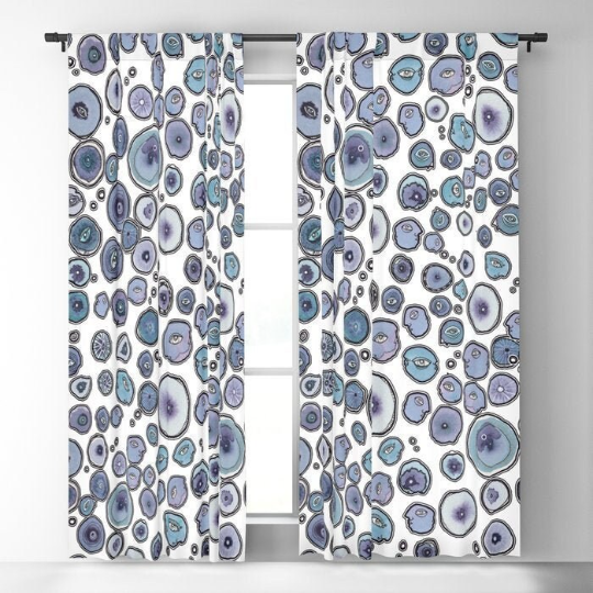 Window Curtains "Blueberry Friends White"