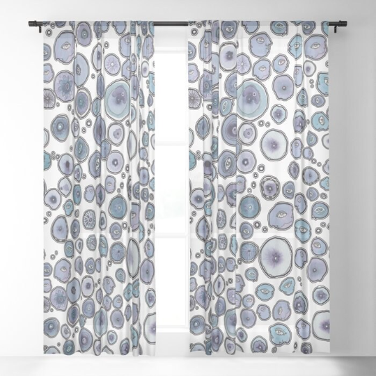 Window Curtains &quot;Blueberry Friends White&quot;