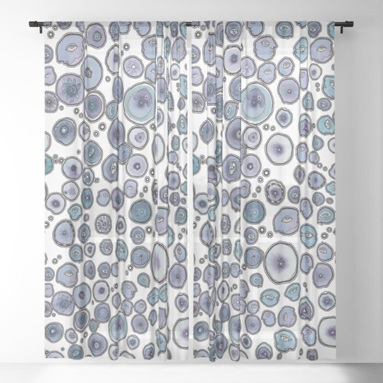Window Curtains &quot;Blueberry Friends White&quot;