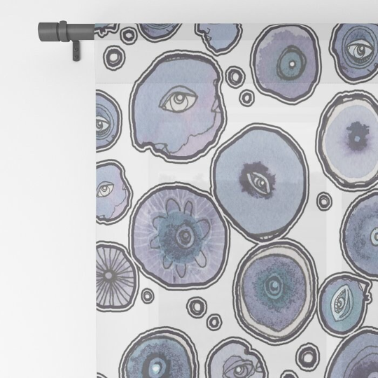 Window Curtains &quot;Blueberry Friends White&quot;